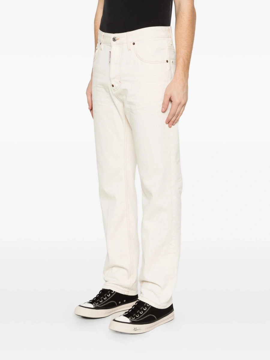Blugi drepti DSQUARED2 albastri din spandex/elastan si polyester - Img 3