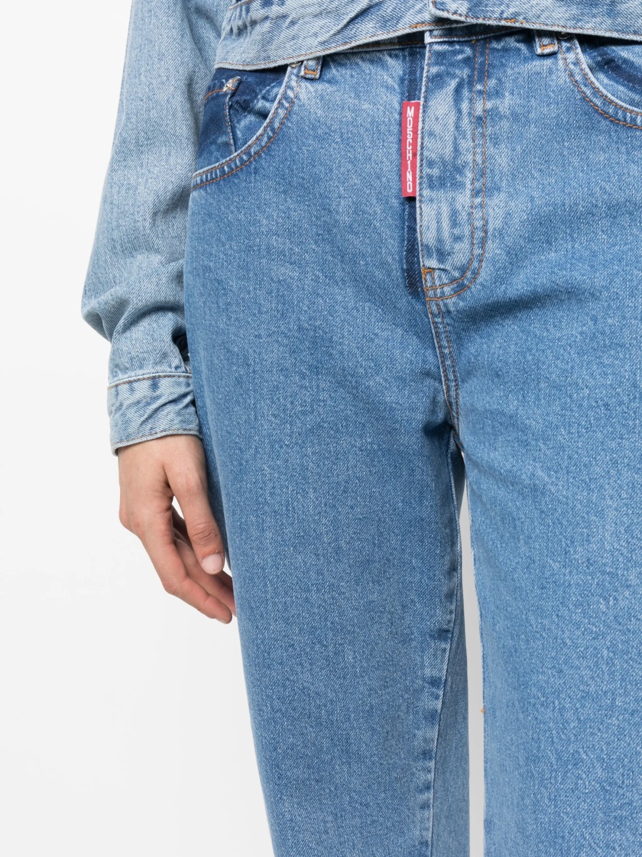 Blugi drepti MOSCHINO JEANS albastri din bumbac - Img 5