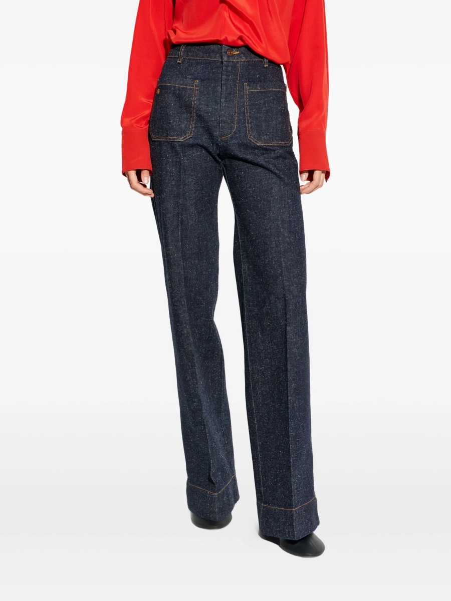 Blugi drepti Victoria Beckham albastri - Img 3