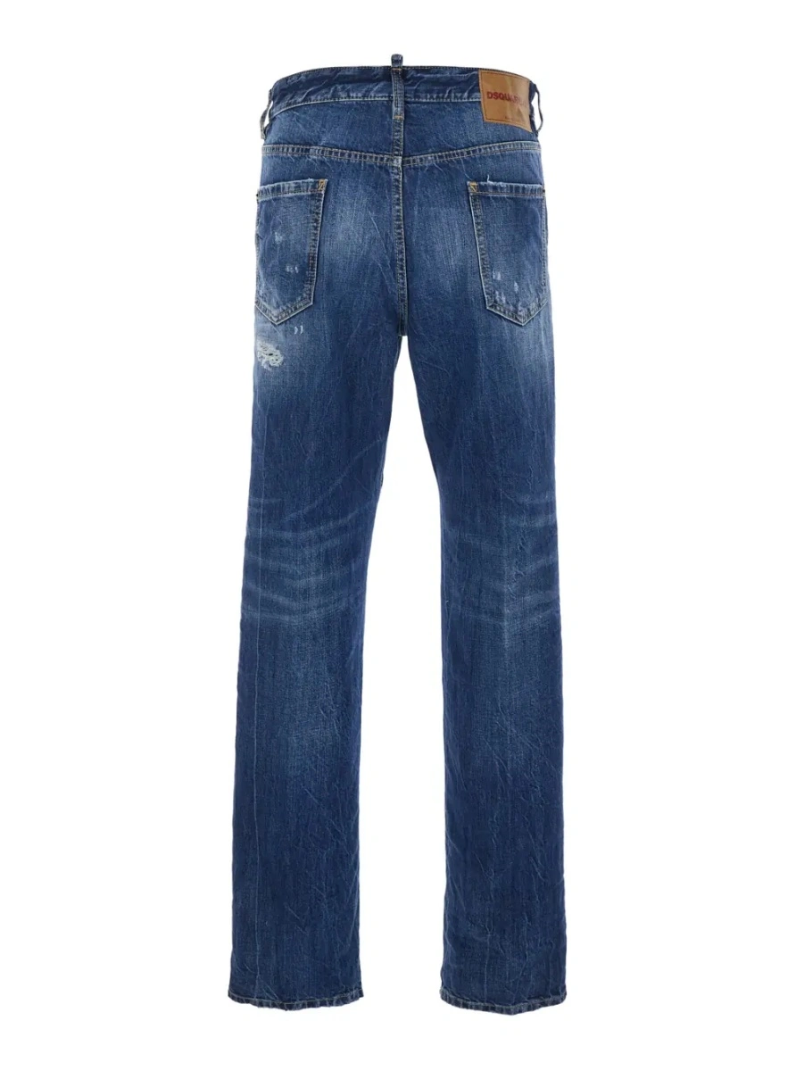 Blugi DSQUARED2 albastri din denim '642' - Img 2