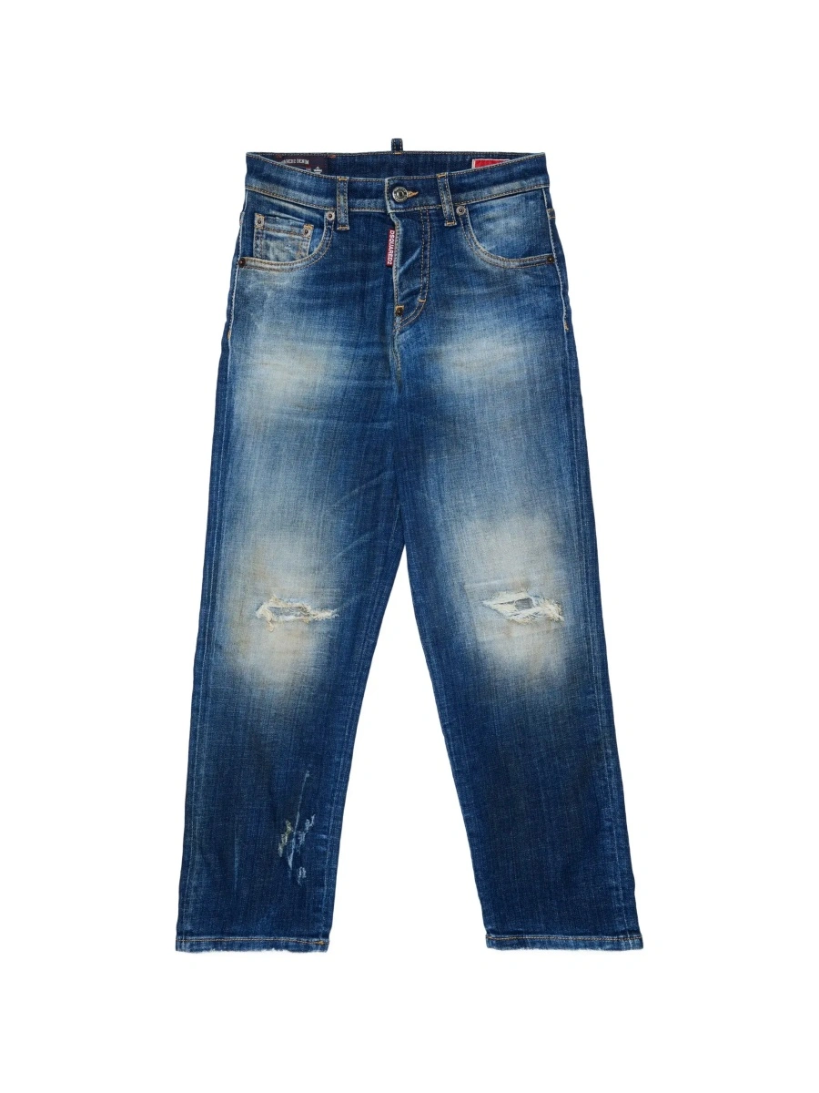 Blugi DSQUARED2 albastri din denim - Img 7