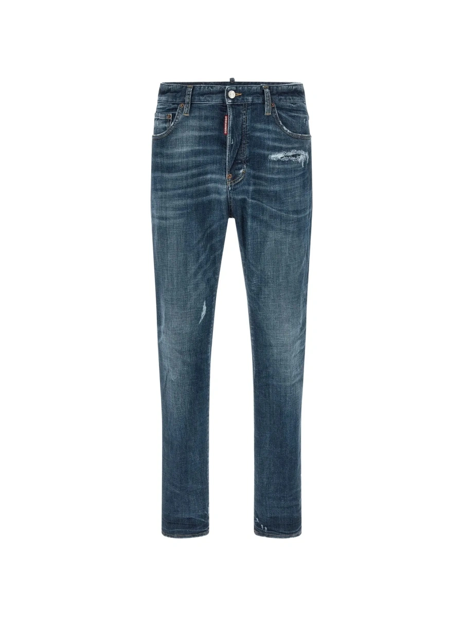 Blugi DSQUARED2 albastri din denim - Img 7