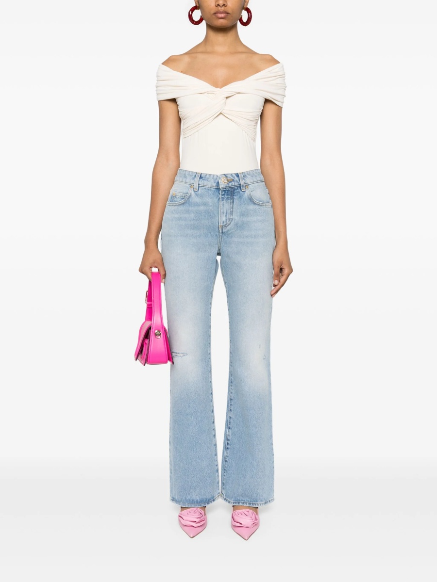 Blugi evazati Balmain albastri din bumbac - Img 2