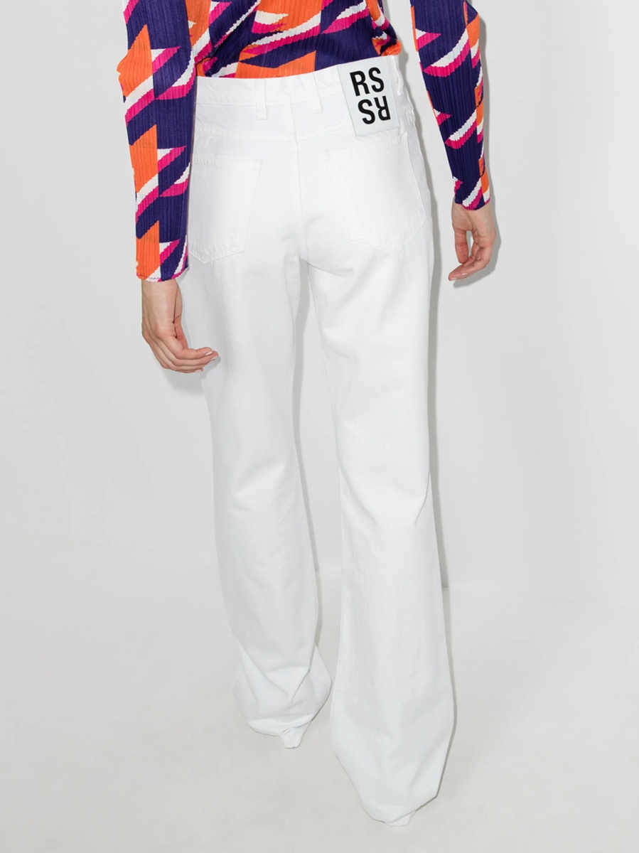 Blugi evazati Raf Simons albi din bumbac - Img 3