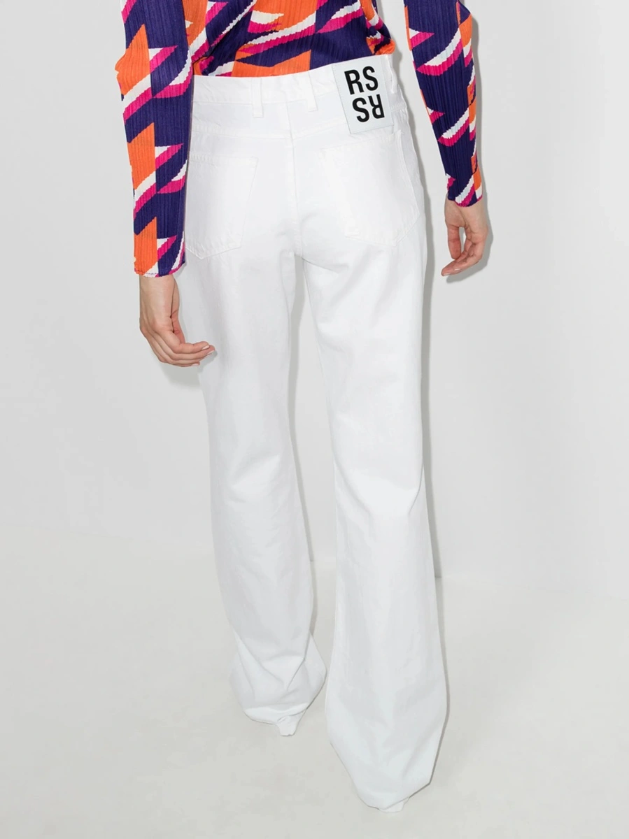 Blugi evazati Raf Simons albi din bumbac - Img 3