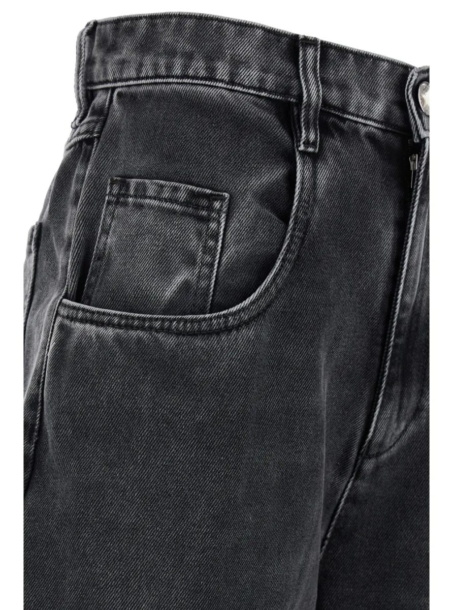 Blugi Five-pocket design Ripped Black Cotton Denim Jeans Woman - Img 3