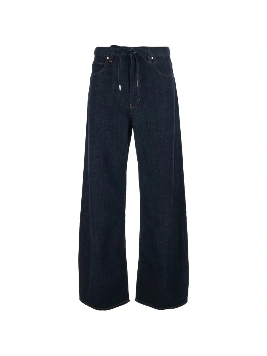 Blugi FRAME albastri din denim 'The Off-Duty Drawstring Bow' - Img 6