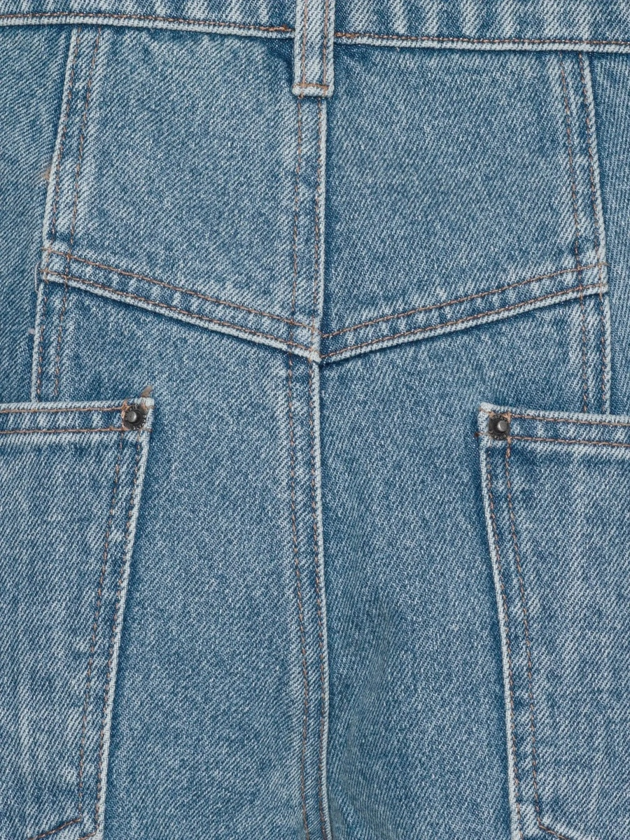 Blugi Light Blue Jeans with Central Stitching and Logo Patch on the Back in Denim Woman - Img 7
