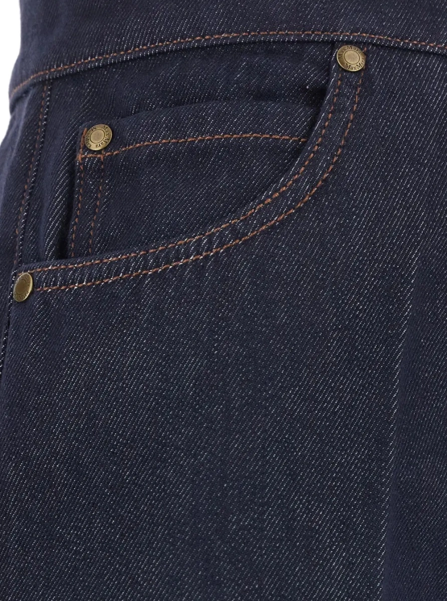 Blugi Max Mara albastri din denim - Img 3