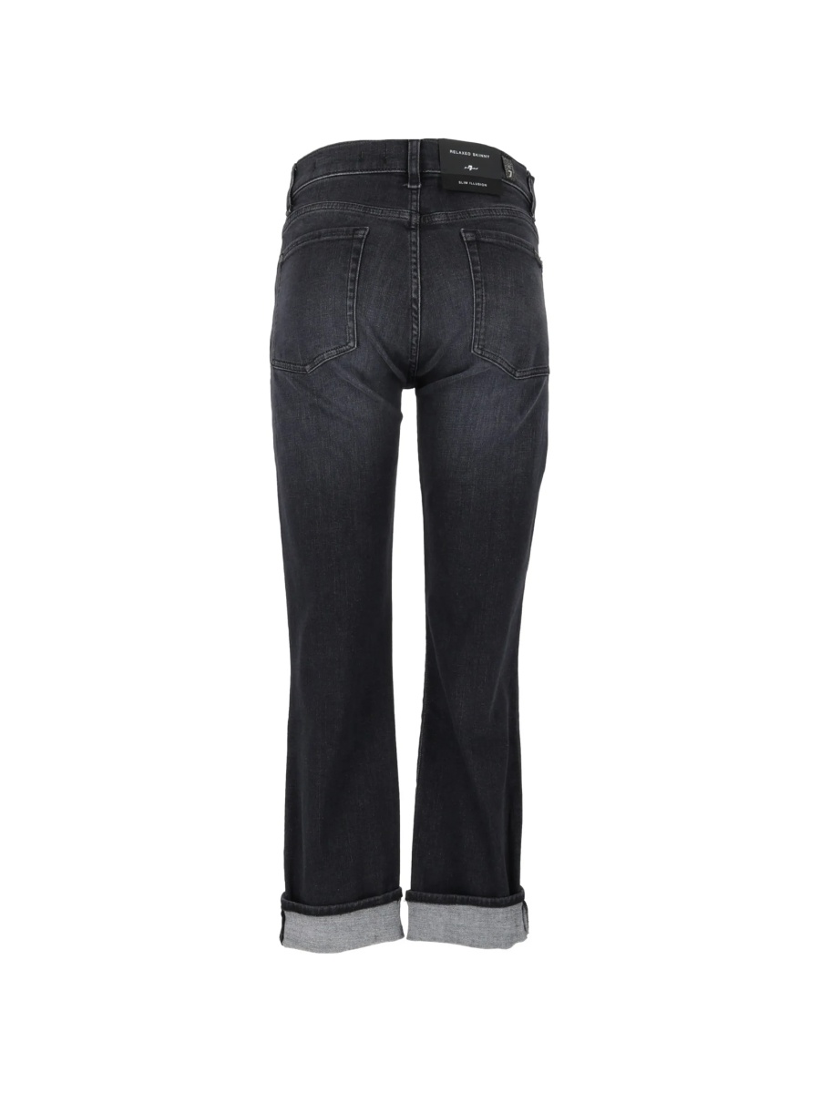 Blugi Skinny 7 For All Mankind negri din bumbac si spandex/elastan - Img 3