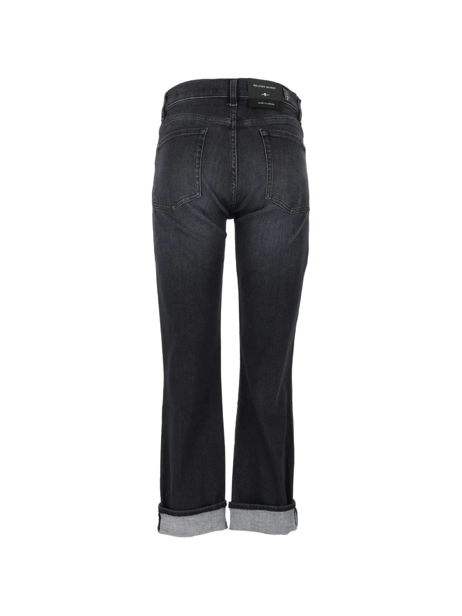Blugi Skinny 7 For All Mankind negri din bumbac si spandex/elastan - Img 3