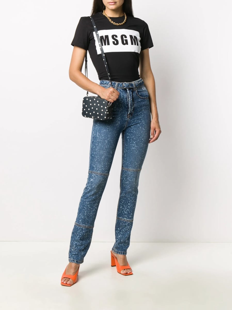 Blugi Skinny MSGM albastri din bumbac - Img 2