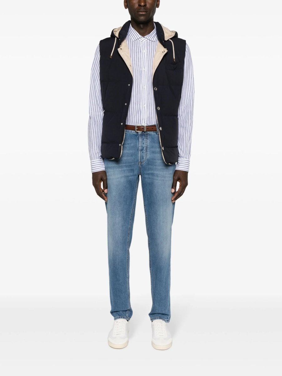 Blugi slim fit Brunello Cucinelli albastri din elastan si bumbac - Img 2