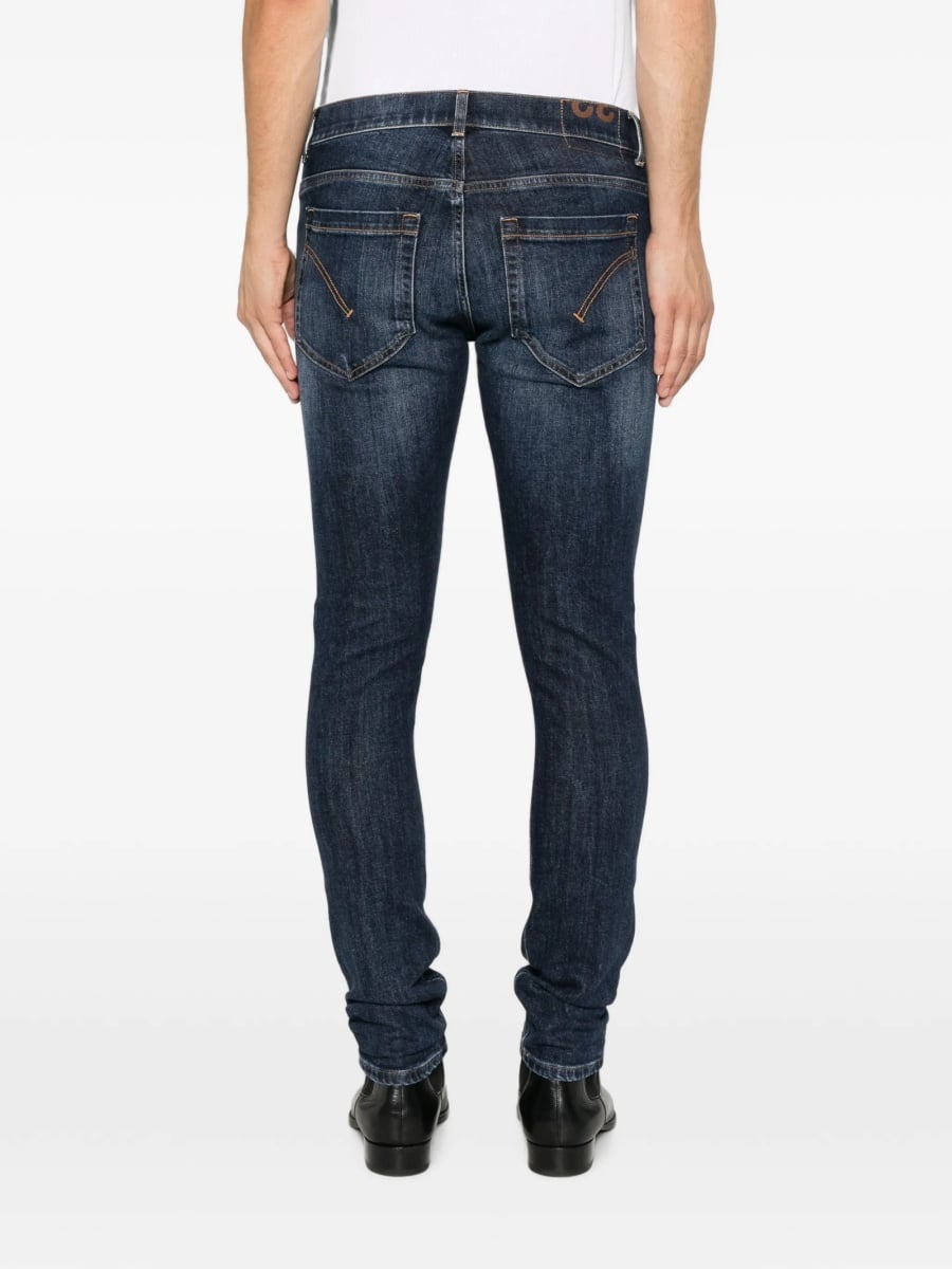 Blugi slim fit Dondup albastri din bumbac si elastan - Img 4