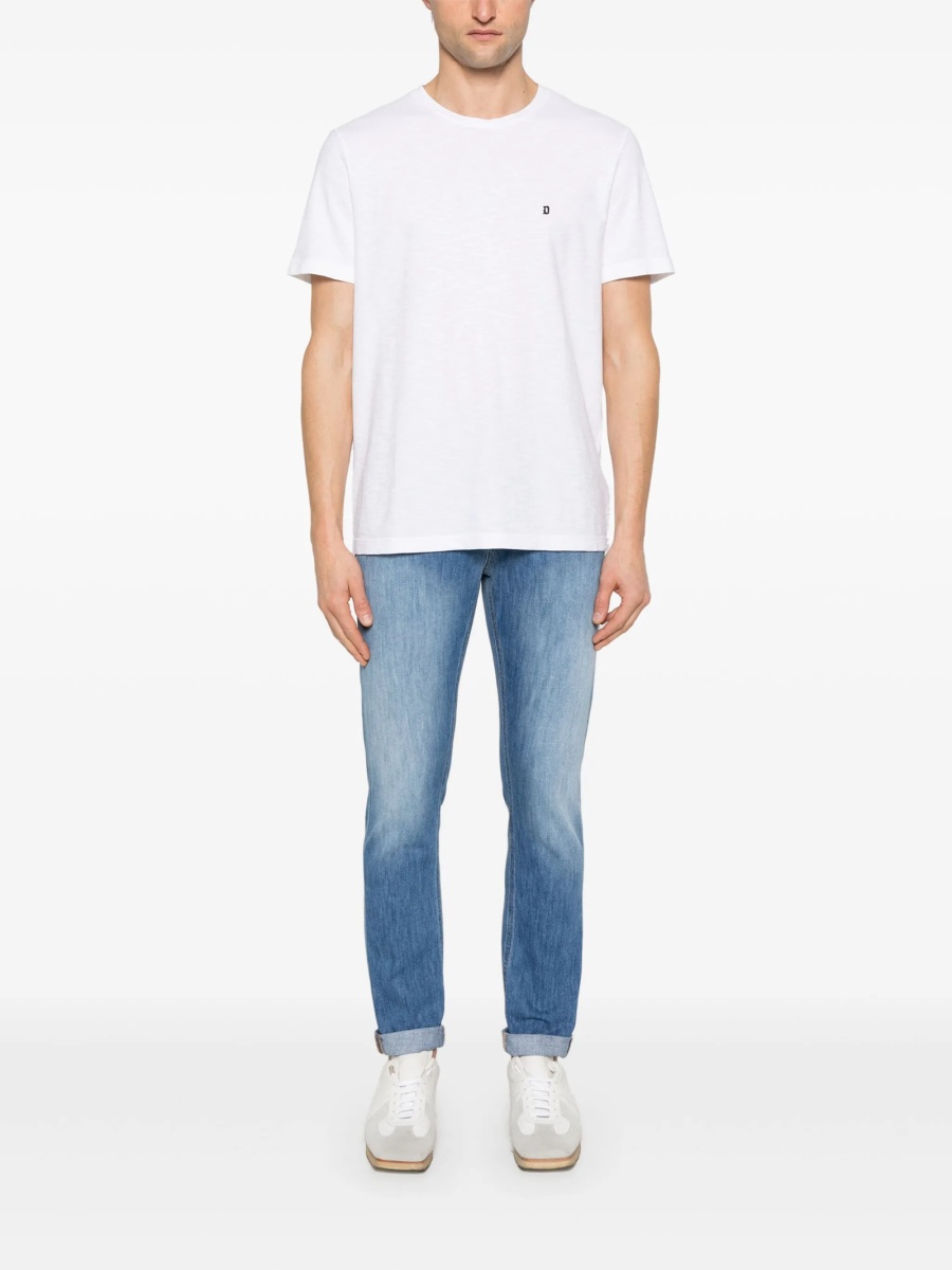 Blugi slim fit Dondup albastri din bumbac si multiester - Img 2