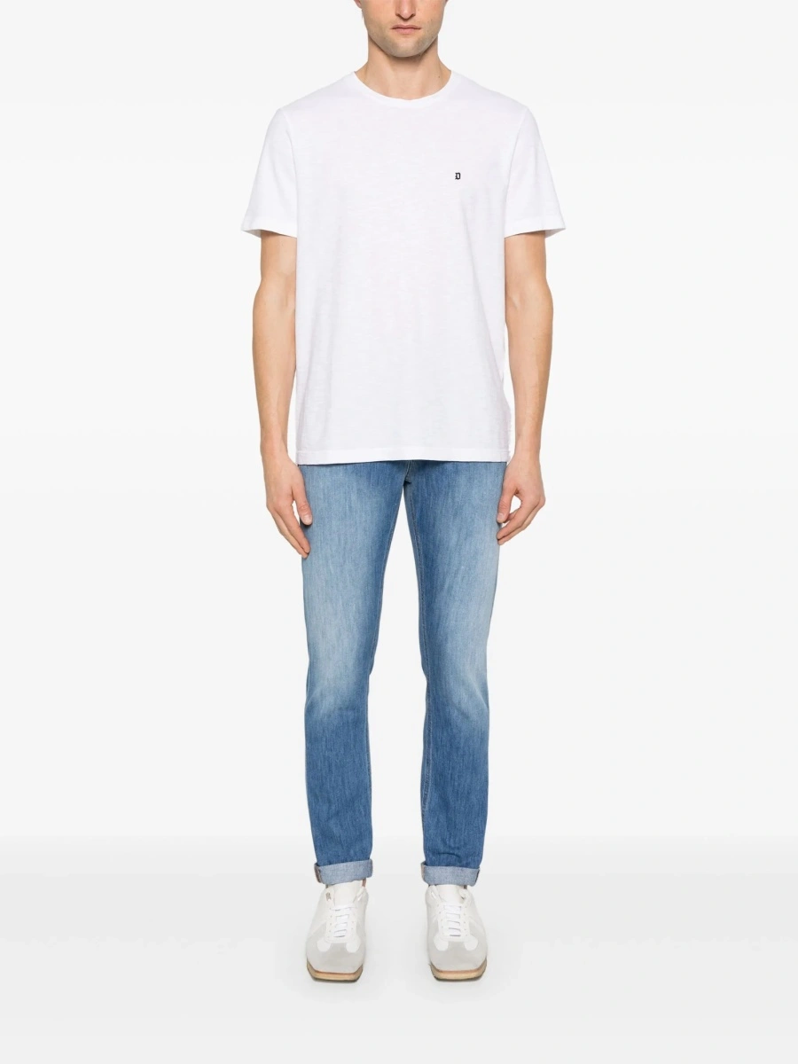 Blugi slim fit Dondup albastri din bumbac si multiester - Img 2