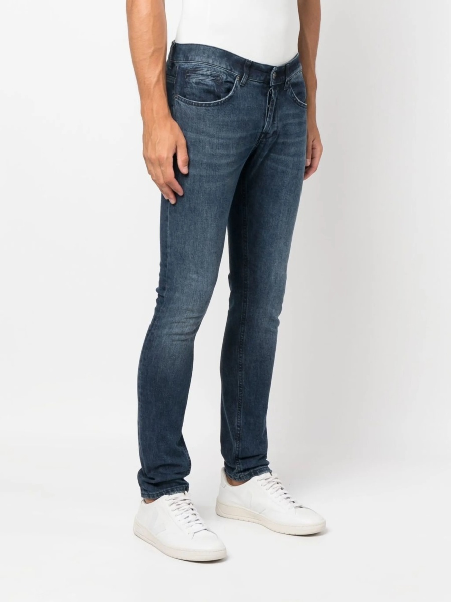 Blugi slim fit Dondup albastri din bumbac si spandex/elastan - Img 3