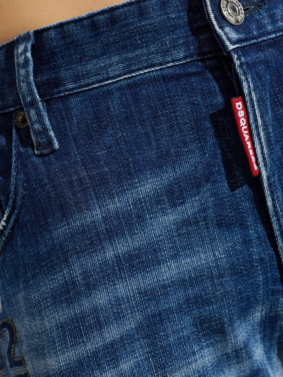 Blugi slim fit DSQUARED2 albastri din denim 'Skater' - Img 8
