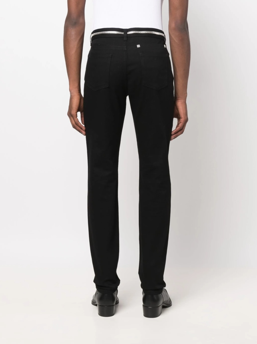 Blugi slim fit Givenchy negri din spandex/elastan si bumbac - Img 4