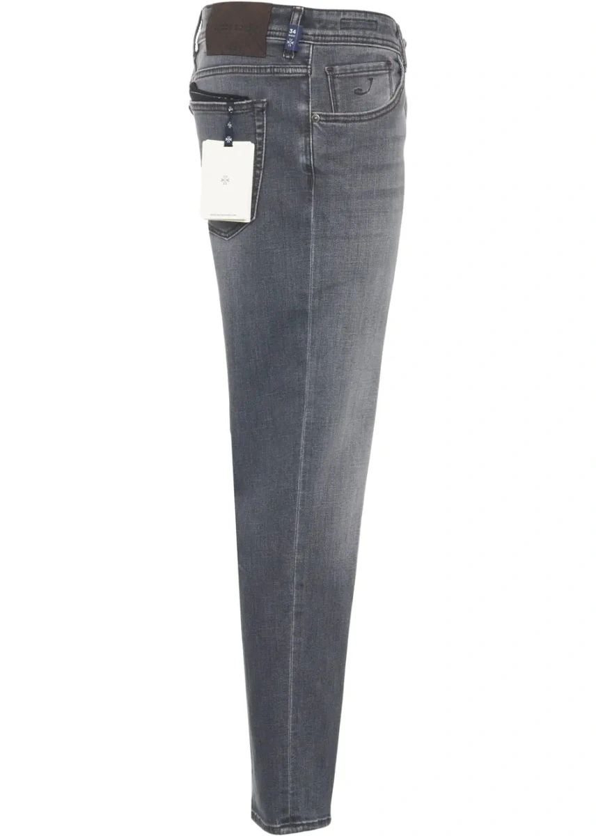 Blugi slim fit Jacob Cohen gri din denim - Img 3