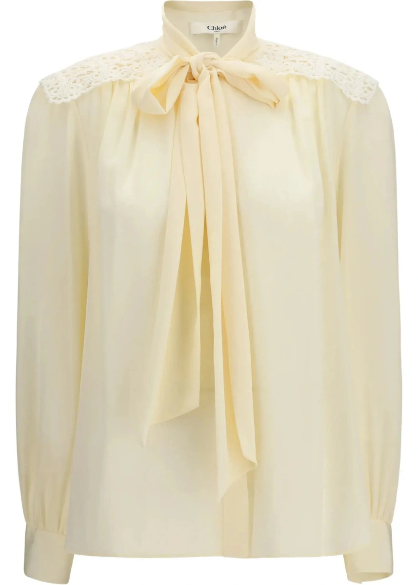 Bluza Bow Blouse with embroidered shoulders - Img 6