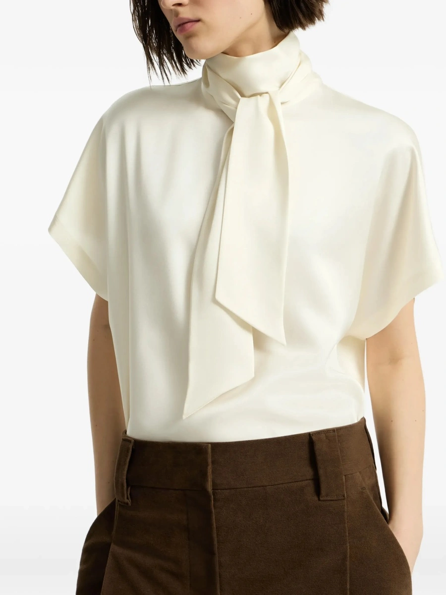Bluza Brunello Cucinelli bej din matase - Img 7