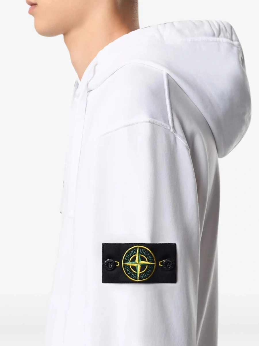 Bluza de trening Stone Island alba din bumbac - Img 5