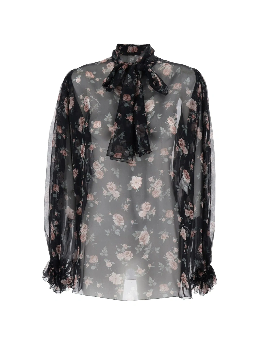 Bluza Dolce &amp; Gabbana neagra din chiffon - Img 6