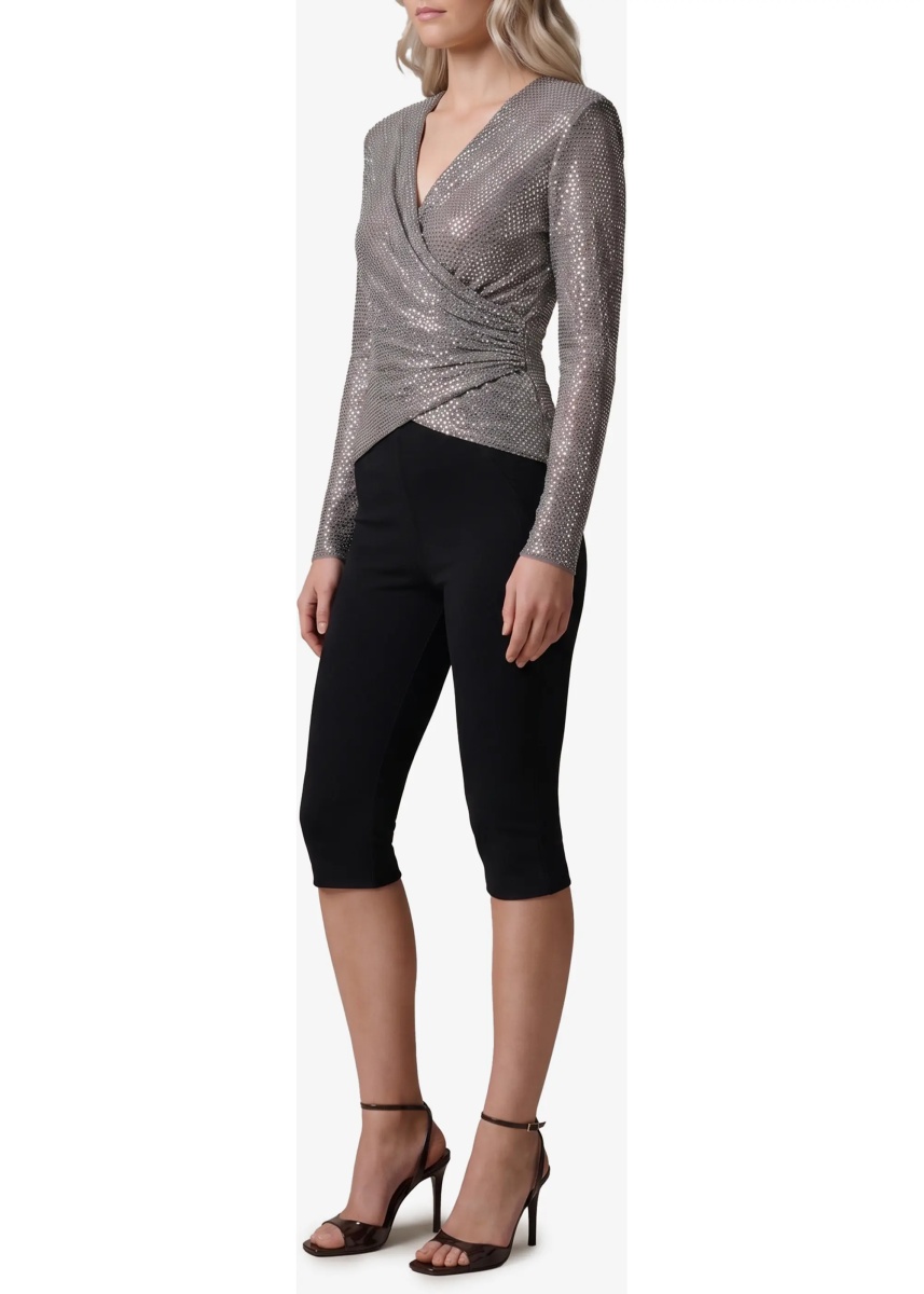 Bluza Rhinestone Mesh Wrap Top - Img 2
