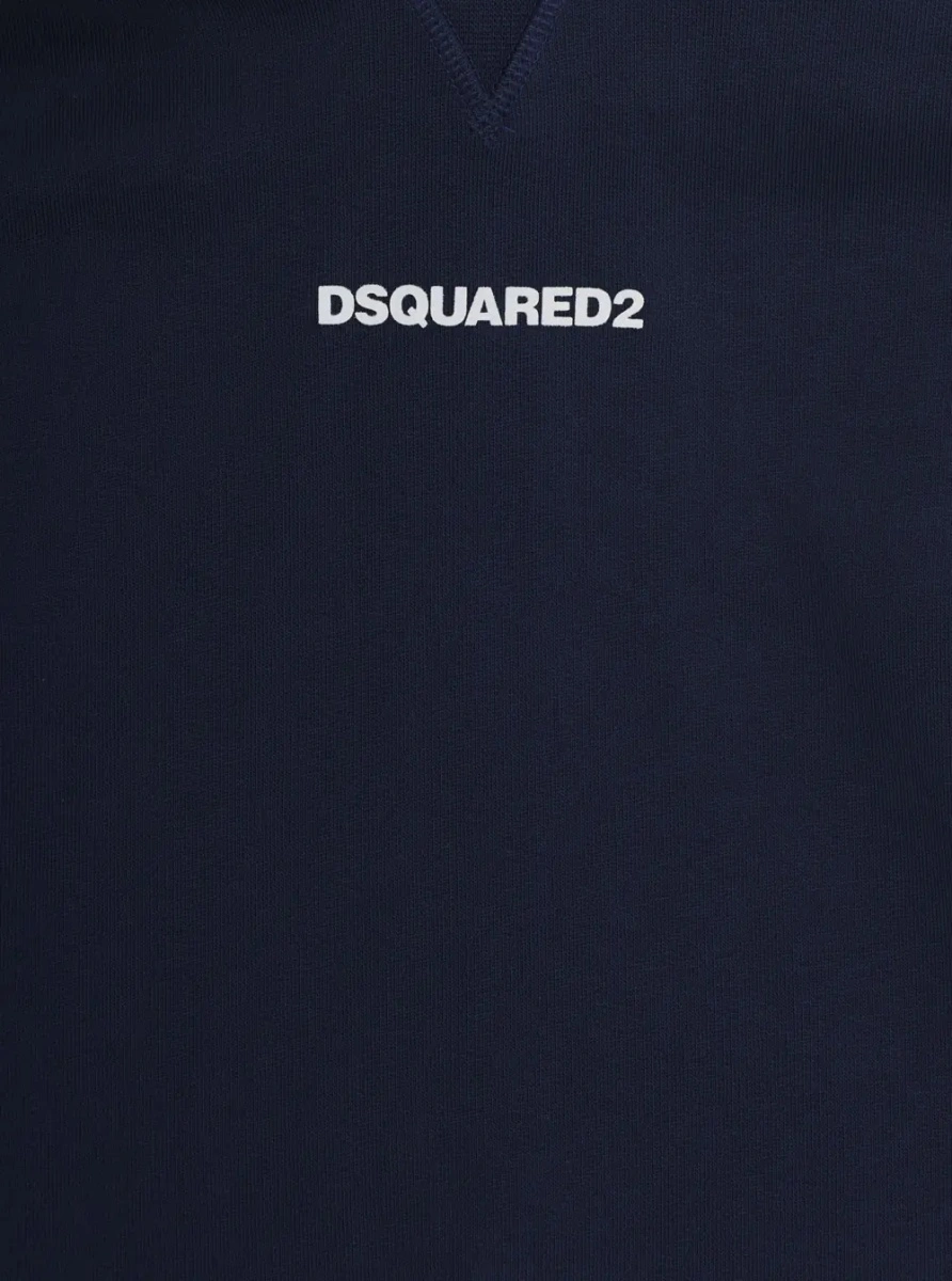 Bluze Blue Hoodie with fixed hood and logo lettering on the front in cotton Boy - Img 3