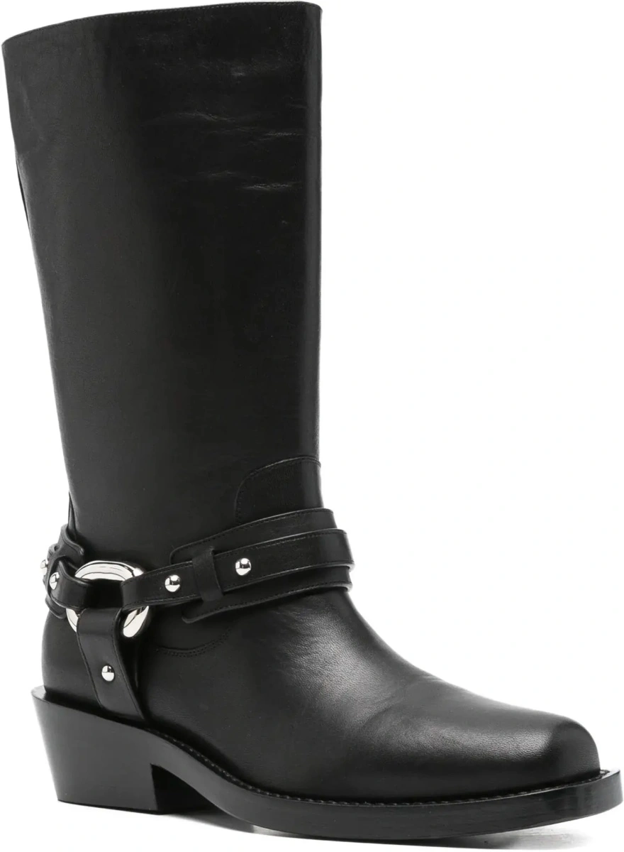 Bocanci casual RABANNE negri din piele - Img 4