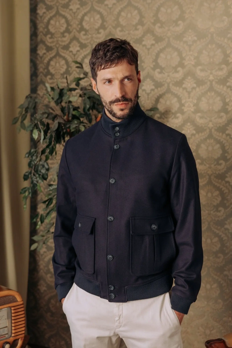 Bomber Autore Stone Wool and Cashmere Bomber Jacket - Img 3