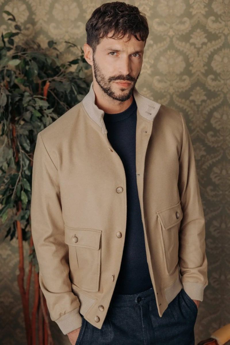 Bomber Autore Stone Wool and Cashmere Bomber Jacket - Img 2