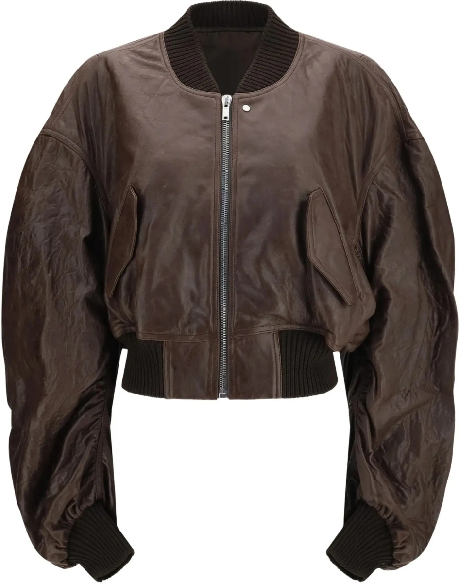 Bomber Cropped leather Bomber Jacket - Img 6