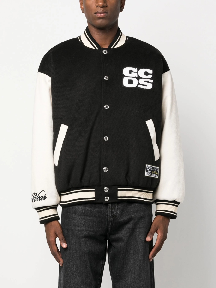 Bomber jacket GCDS neagra din bumbac si polyester - Img 3