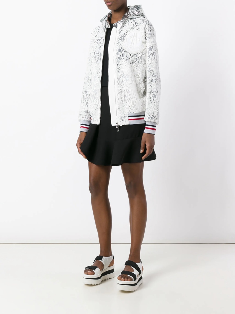 Bomber jacket Moncler alba din polyester si bumbac - Img 2