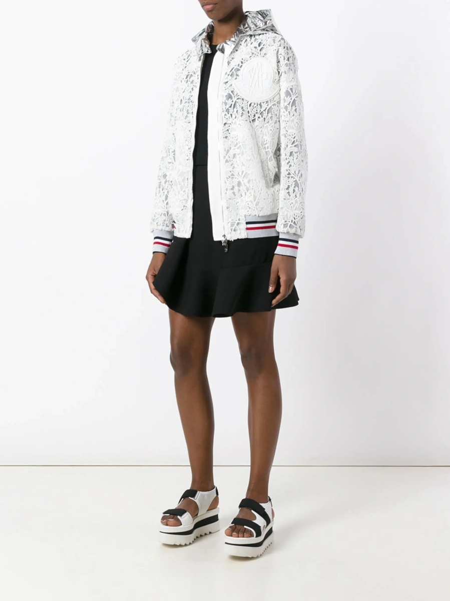 Bomber jacket Moncler alba din polyester si bumbac - Img 2