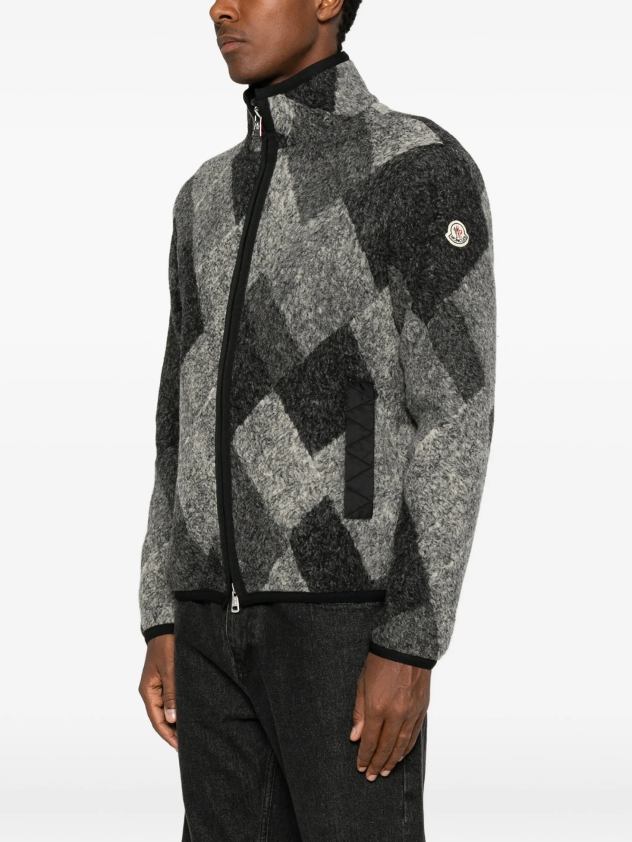 Bomber jacket Moncler gri din polyester si lana - Img 3