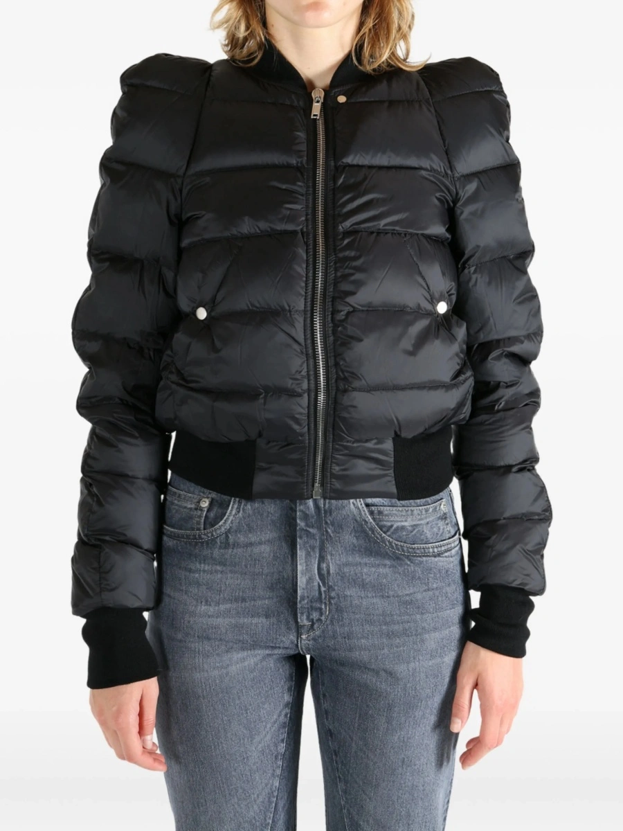 Bomber jacket Rick Owens neagra din lana si nylon - Img 3