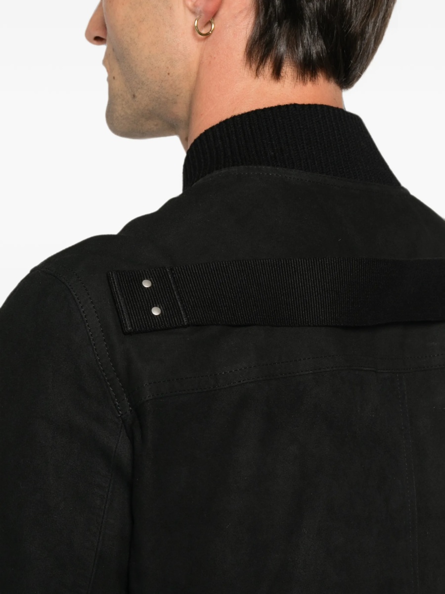 Bomber jacket Rick Owens neagra din piele intoarsa - Img 5