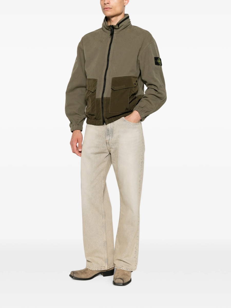 Bomber jacket Stone Island verde din bumbac organic - Img 2