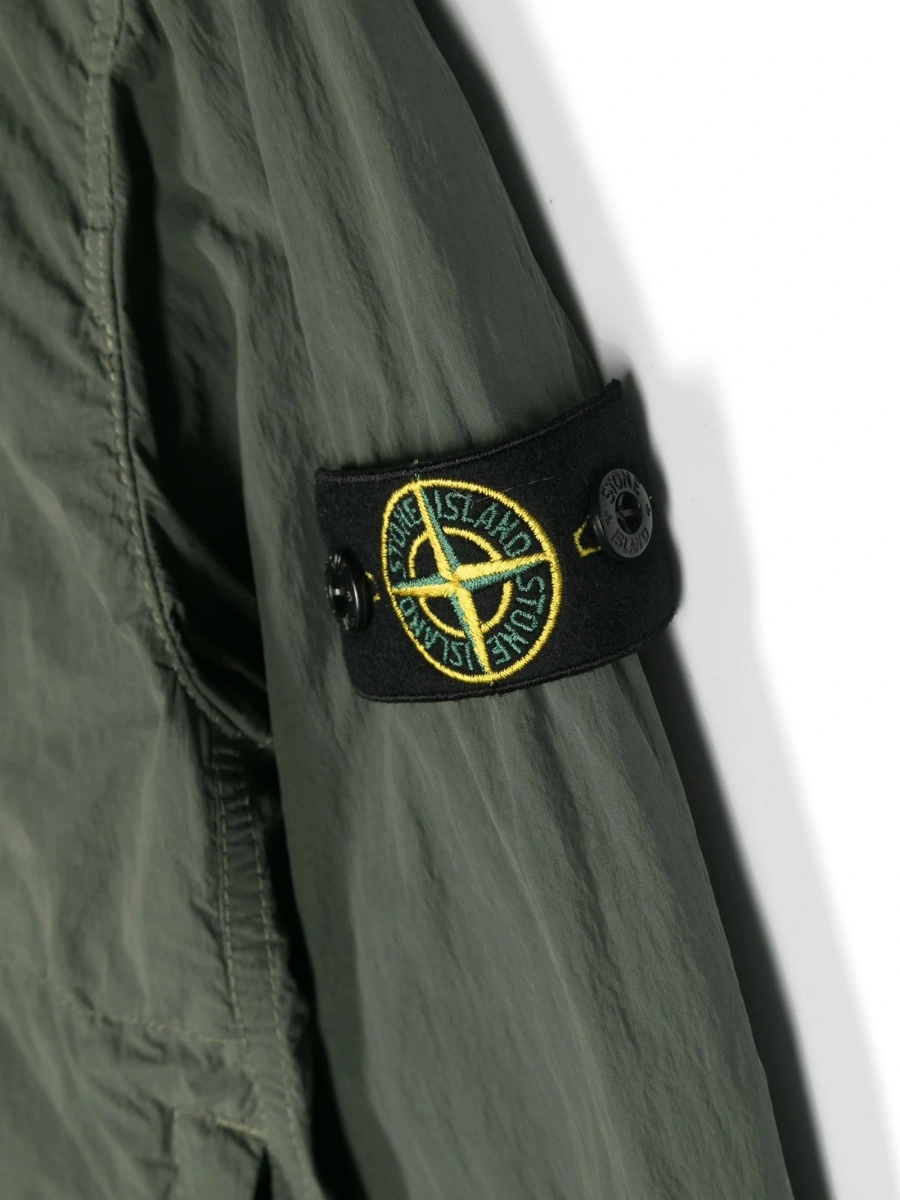 Bomber jacket Stone Island verde din bumbac si poliamida - Img 3