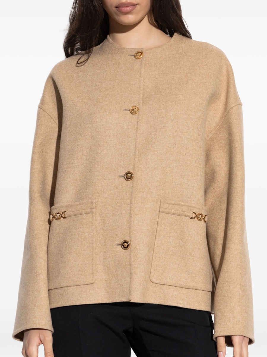 Bomber jacket Versace neutra din lana si poliamida - Img 3