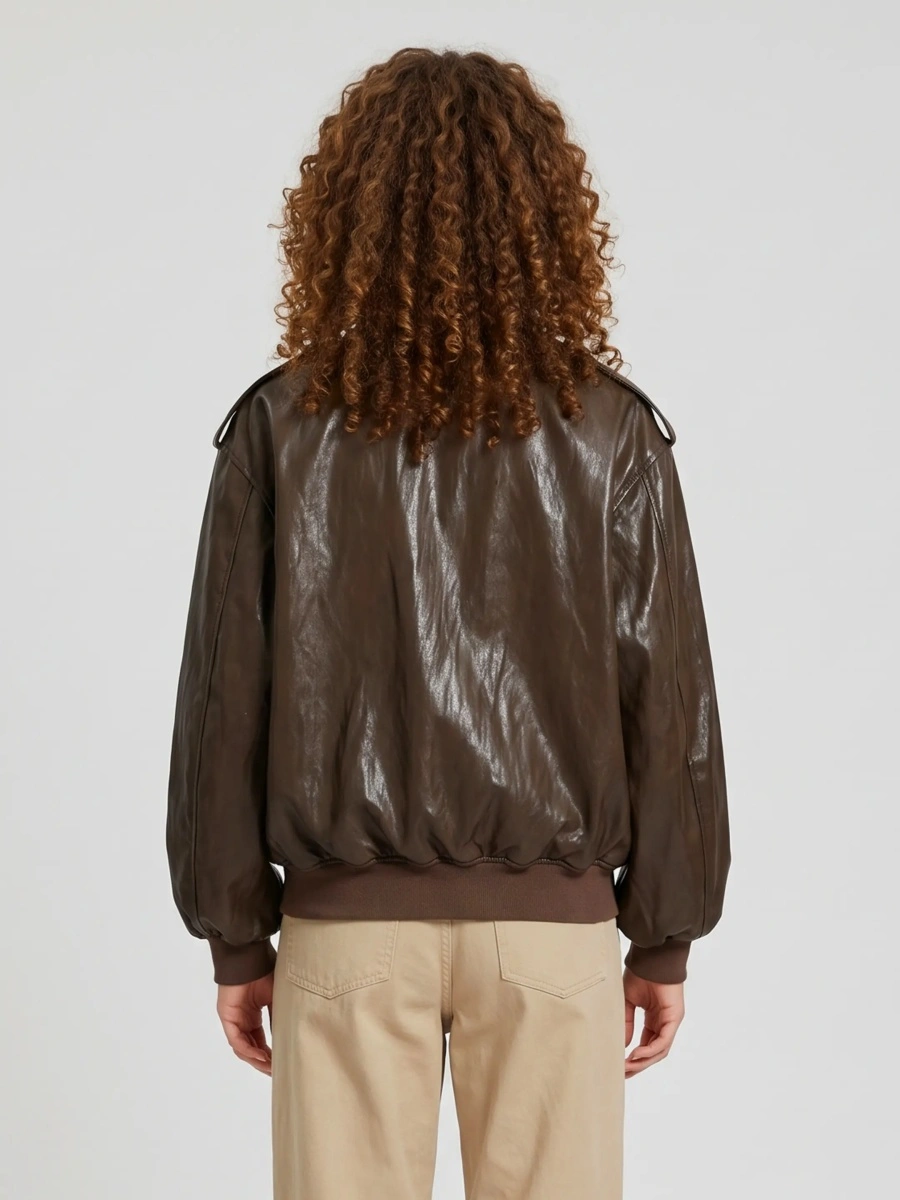 Bomber Laminated Faux Leather Bomber Jacket - Img 3