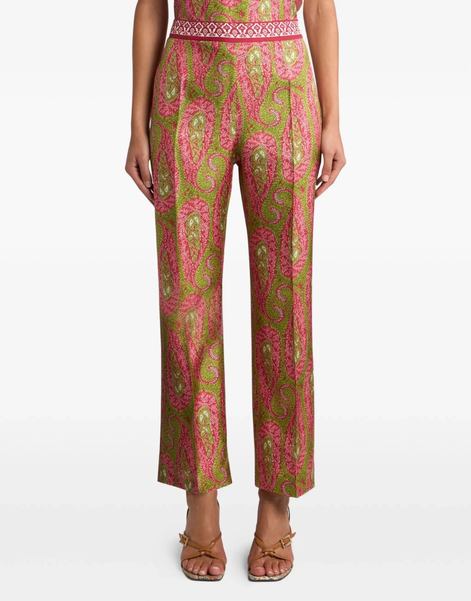 Bootcut Trousers with placed Paisley Foliage print - Img 3