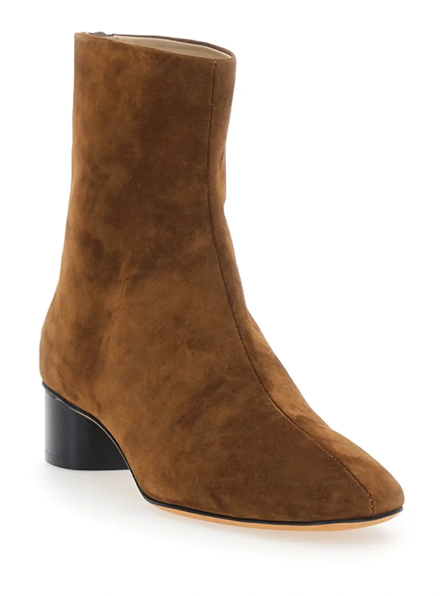 Botine 'Carole' Brown Ankle Boots with Medium Block Heel in Suede for Women - Img 2
