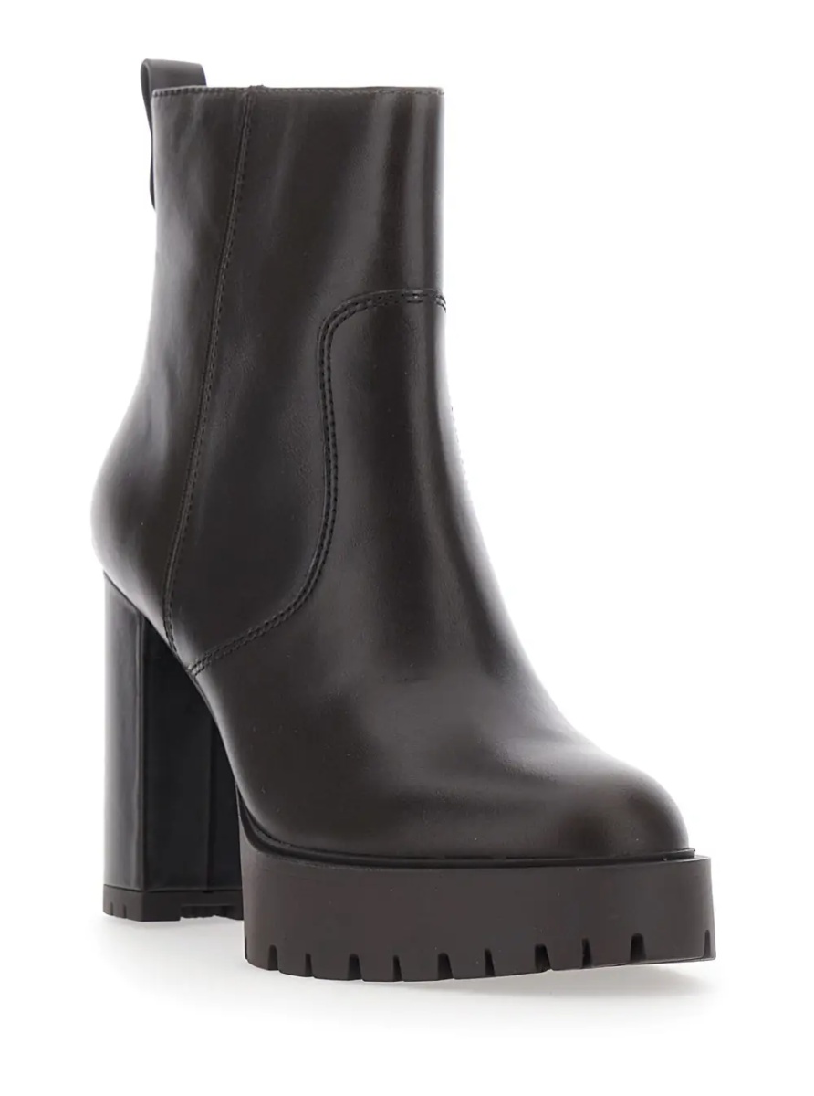 Botine 'CLARA' Brown Ankle Boots with high heel and serrated sole in Leather Women - Img 2
