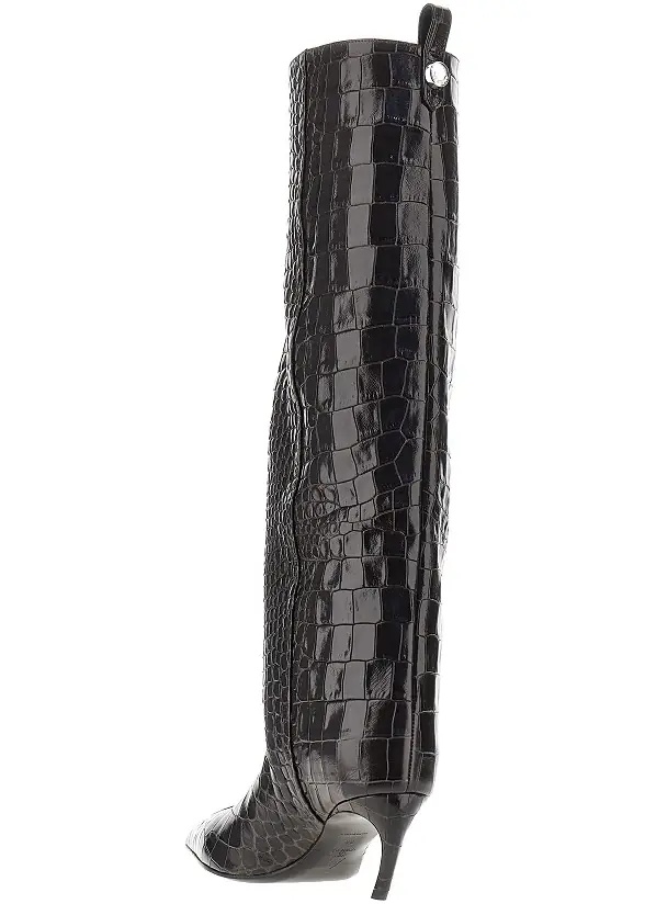 Botine Croco-embossed leather 'Lea' boots - Img 3