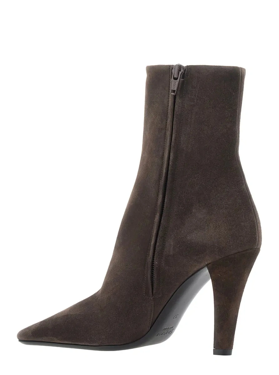 Botine Saint Laurent maro din piele intoarsa - Img 3