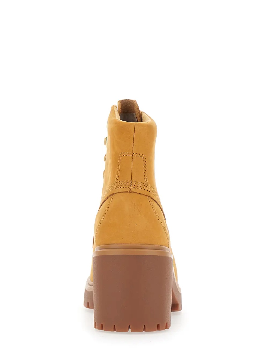 Botine 'Stone Heights' Yellow Ankle Boots with laces on the front and square heel in leather for women - Img 4
